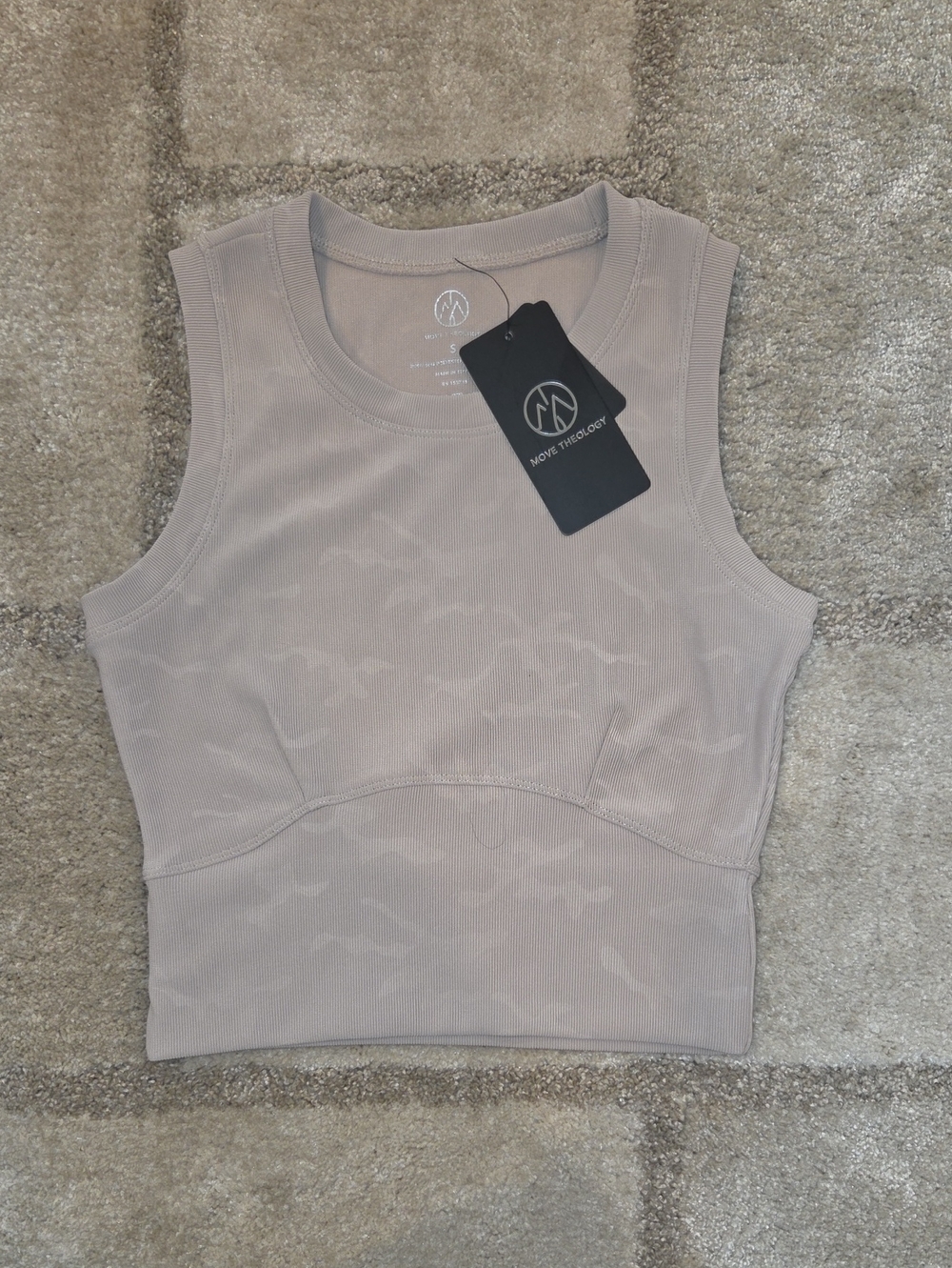 Move Theology Taupe Crop Tank